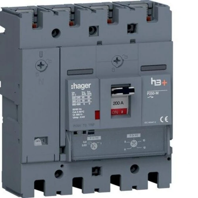 MCCB Wyłącznik mocy h3+ P250 4P 200A 50kA TM HMT201DR - obrazek 1