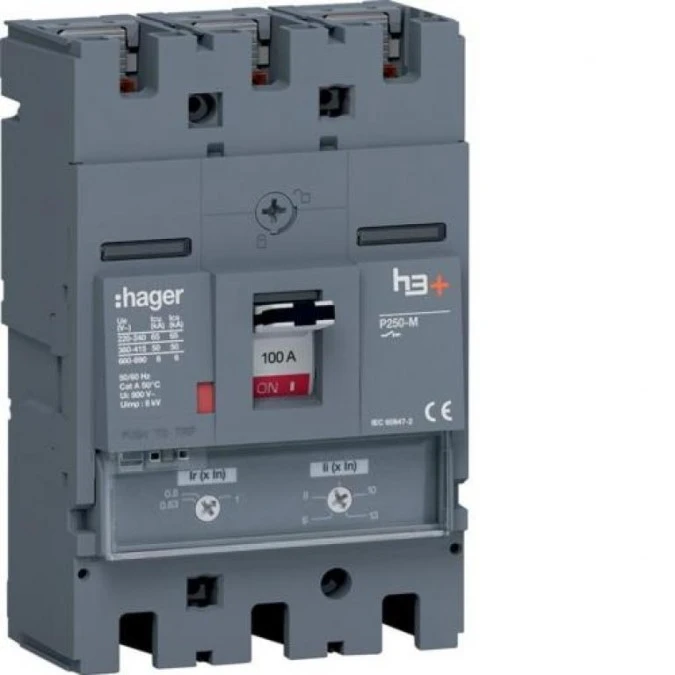 MCCB Wyłącznik mocy h3+ P250 3P 100A 50kA TM HMT100DR - obrazek 1