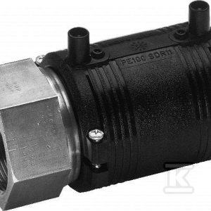Mufa elektrooporowa/przejście PE-stal nierdzewna z gwintem wewnętrznym GW, d25x3/4″ PE100, SDR11, PN10 gaz/PN16 woda 724920257 Mufa elektrooporowa/przejście PE-stal nierdzewna z gwintem wewnętrznym GW, d25x3/4″ PE100, SDR11, PN10 gaz/PN16 woda 724920257
