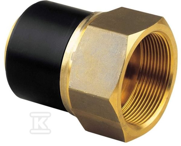 Adapter PE-mosiądz z gwintem wewnętrznym GW, d63x1 1/4″ PE100, SDR11, PN10 gaz/PN16 woda, do montażu z elektromufą lub elektroredukcją 720920231