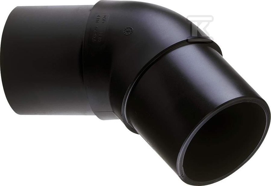 Kolano doczołowe długie 45ST. d140 PE100, SDR17, PN5 gaz/PN10 woda 753150816 - obrazek 1