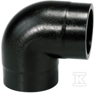 Kolano doczołowe krótkie 90ST. d63 PE100, SDR11, PN10 gaz/PN16 woda 753108611 Kolano doczołowe krótkie 90ST. d63 PE100, SDR11, PN10 gaz/PN16 woda 753108611