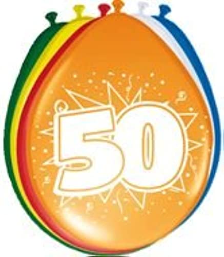 Folat Balony na 50 urodziny różne kolory 8 sztuk