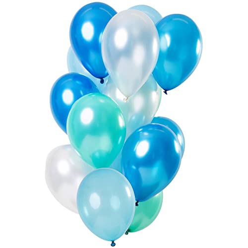 Zestaw balonów metalicznych lazurowo niebieski 30 cm 15 szt.