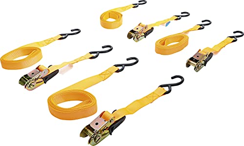 BGS Diy 6831 Zestaw taśm mocujących z grzechotką hakami do dużych obciążeń 5 m x 25 mm 4 szt.