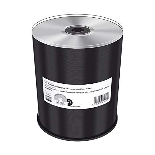 CD R 700 MB80 min 52 krotna prędkość zapisu, srebrny, niezadrukowany/niezadrukowany, czarna strona do pisania, 100 Cakebox