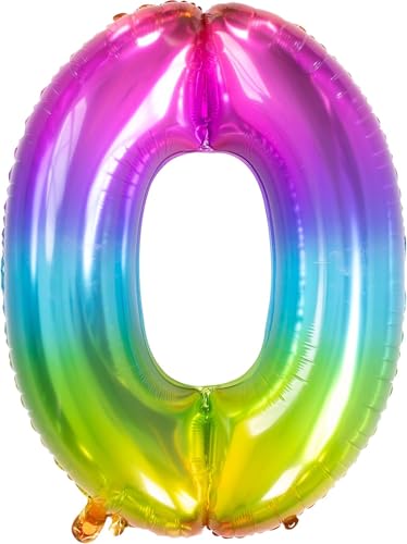 Balon foliowy cyfra 0 tęczowy 86 cm 1 szt.