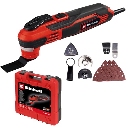 Wielofunkcyjne narzędzie Einhell TE MG 350 EQ (350 W, prędkość wibracji 22 000 do 40 obr./min, światło LED, szybkozamykacz, w tym walizka i akcesoria)