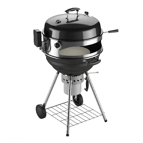 Explorer grill na węgiel drzewny wszechstronne gotowanie świeżym powietrzu bezpośrednie i pośrednie grillowanie funkcja pieca do pizzy rożna bateria łatwe czyszczenie - obrazek 1