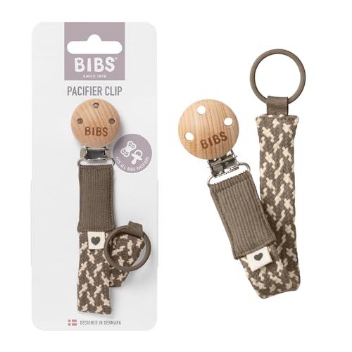 BIBS Paci Braid. Przewód do smoczka. Bawełna organiczna. Zaprojektowano w Danii, Jeden rozmiar (0 36 miesięcy), Dark Oak/Vanilla
