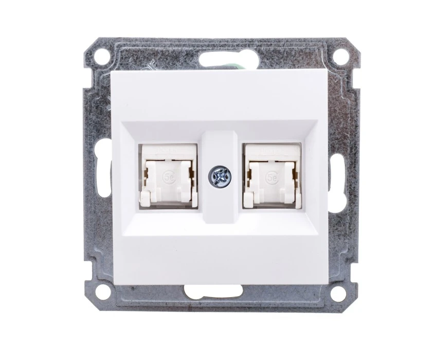 Lumina Gniazdo komputerowe podwójne RJ45 Cat.5e UTP białe WL2120