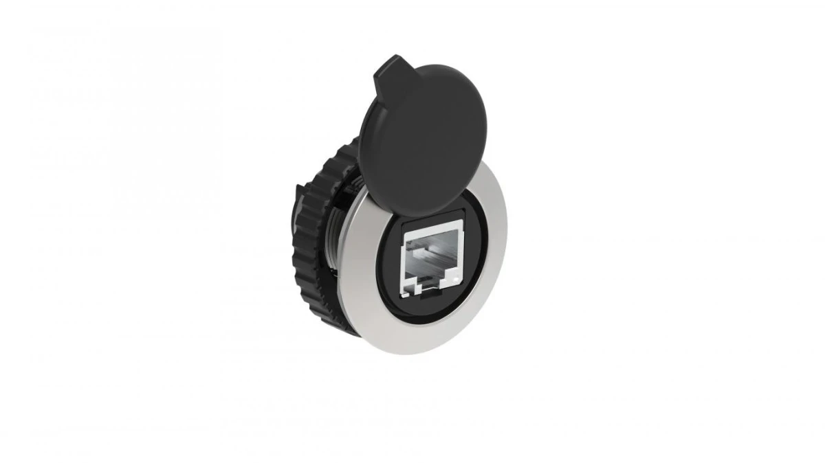 Metalowy interfejs komunikacji płaski fi30mm RJ45 Ethernet z przewodem o długości 1m LPFD06L100 - obrazek 1