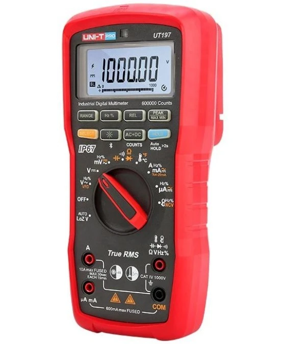 Multimetr przemysłowy cyfrowy True RMS 1000V CAT IV IP65 NCV LoZ temp. częstotliwość test diody podświetlenie UNI‑T UT‑197 - obrazek 1
