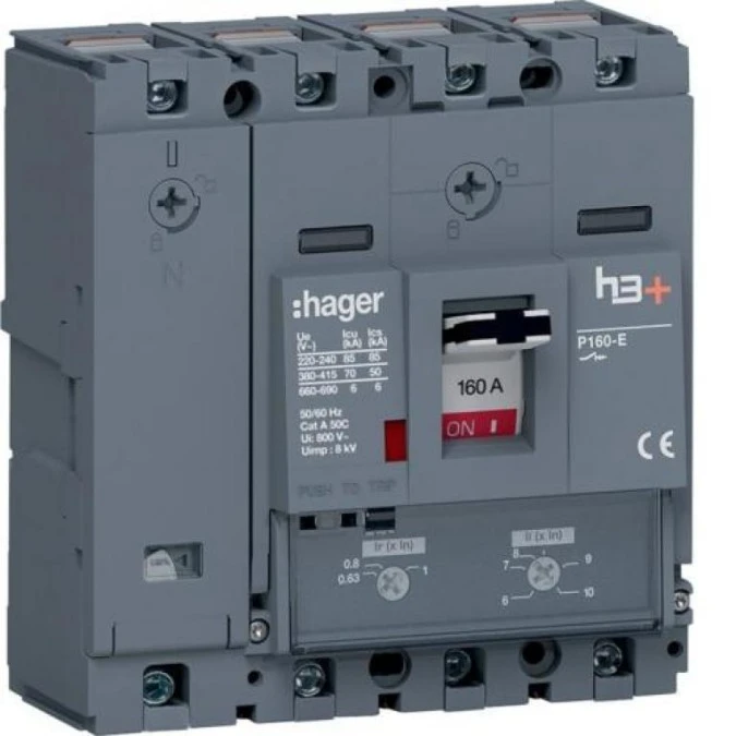 MCCB Wyłącznik mocy h3+ P160 4P 160A 70kA TM HES161DC - obrazek 1