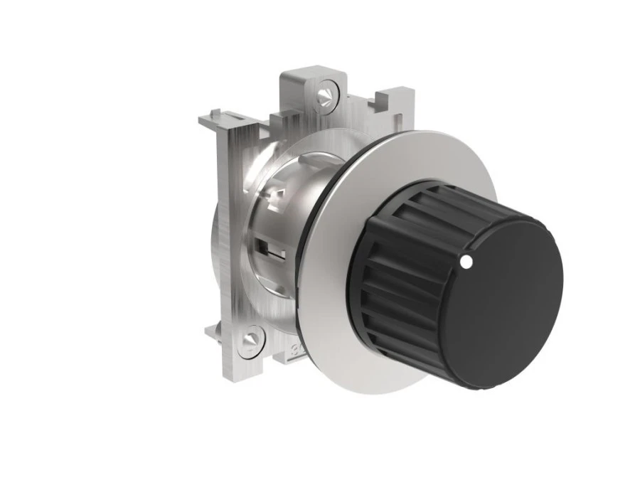 Metalowy przełącznik płaski 3 pozycyjny 1‑0‑2 z samopowrotem z pozycji 1 do 0 fi 30mm obrotowy LPFS432 - obrazek 1