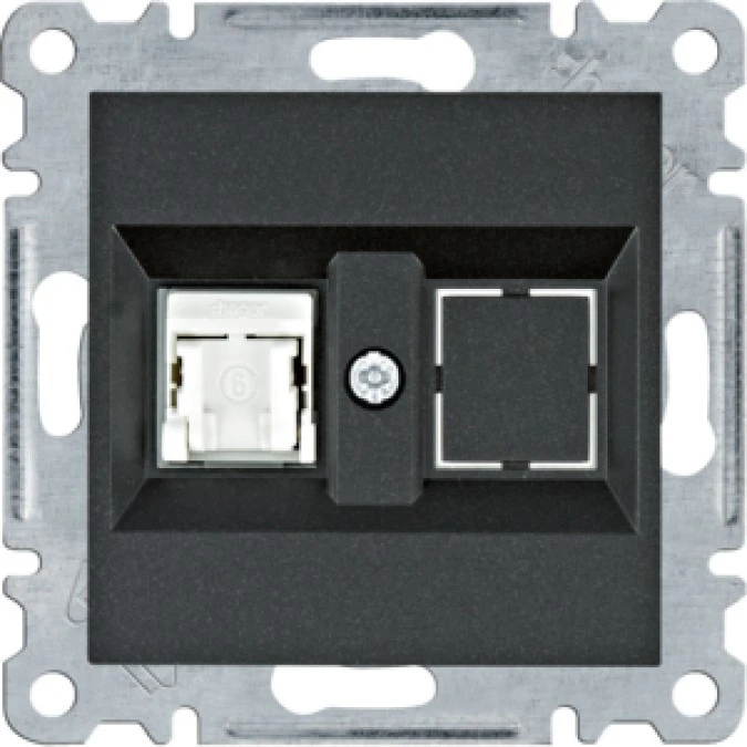 Lumina Gniazdo komputerowe pojedyczne RJ45 kat.6 UTP czarne WL2153 - obrazek 1