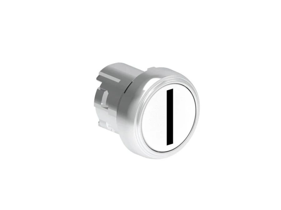 Metalowy przycisk fi22mm kryty samoczynny powrót z symbolem I Biały LPSB1118 - obrazek 1