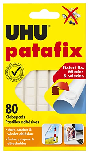 UHU 317180 Patafix, Samoprzylepne Podkładki, Wielokrotnego Użytku, Zestaw 80 Sztuk, Biały - obrazek 1