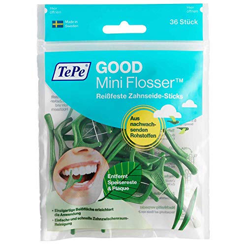TePe GOOD Mini Flosser, patyczki z jedwabiem dentystycznym, 36 sztuk, 3 sztuki w opakowaniu - obrazek 1