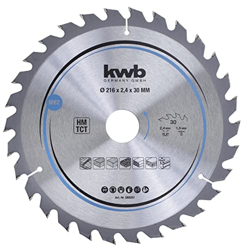 kwb Brzeszczot do piły tarczowej 216 x 30 mm szybkie cięcie, nadaje się miękkiego i twardego drewna, płyt stolarskich wiórowych zęby z metalu, elastyczny trzpień