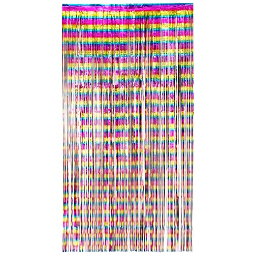 Boland 44733 — folia zasłona tęczowa, wymiary 200 x 100 cm, metaliczna, wielokolorowa na drzwi, dekoracja, CSD, karnawał, impreza tematyczna