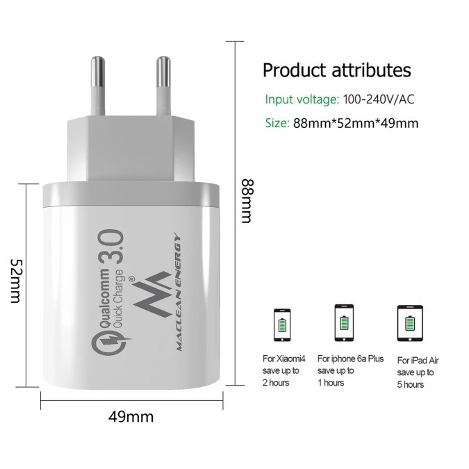 MCE479 W uniwersalna ładowarka USB Adapter 3xUSB - obrazek 3