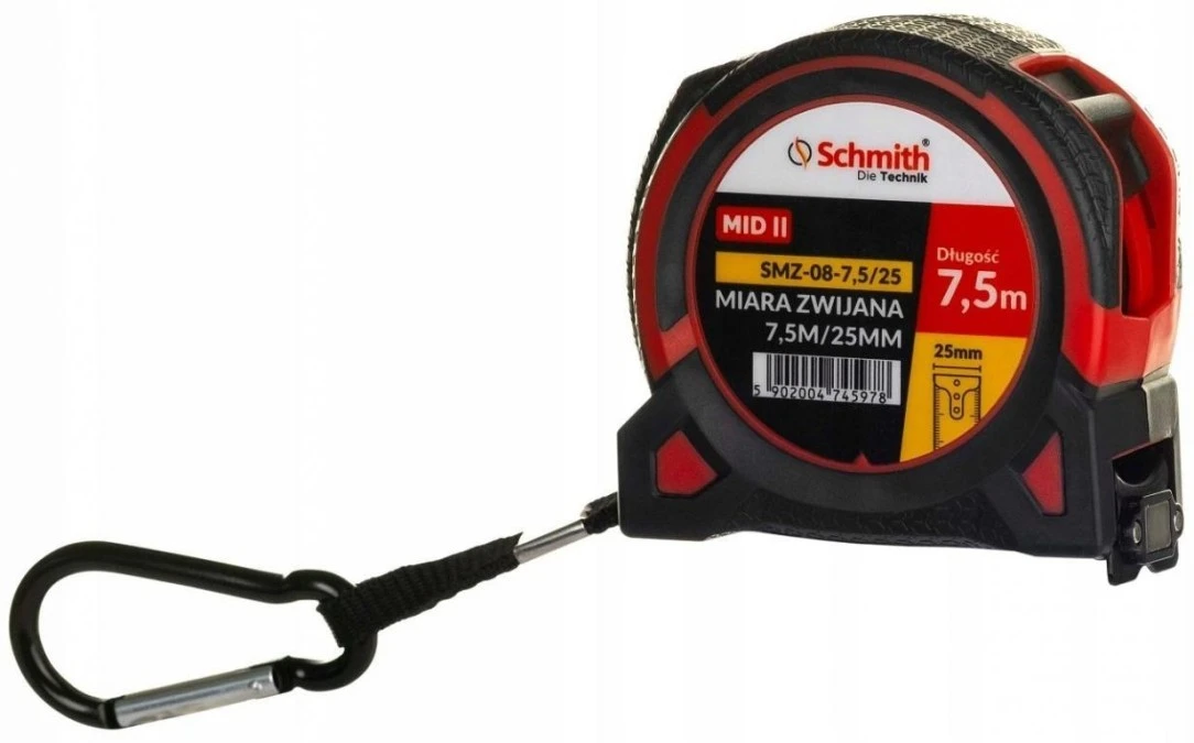 Miara metrówka zwijana taśma 7,5m 25mm premium Schmith - obrazek 2