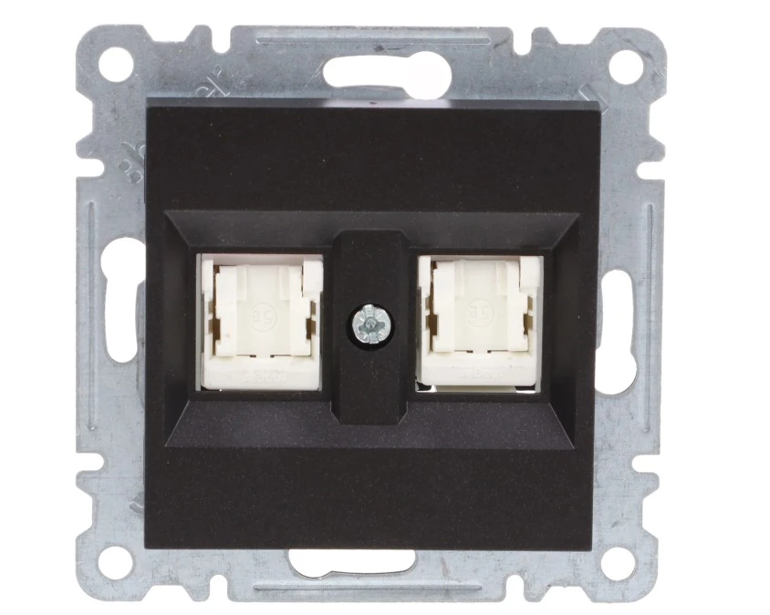Lumina Gniazdo komputerowe podwójne RJ45 kat.5e UTP czarne WL2123
