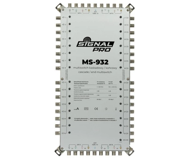 MULTISWITCH PRZELOTOWY MS‑932 9 WEJŚĆ / 32 WYJŚCIA SIGNAL PRO - obrazek 2