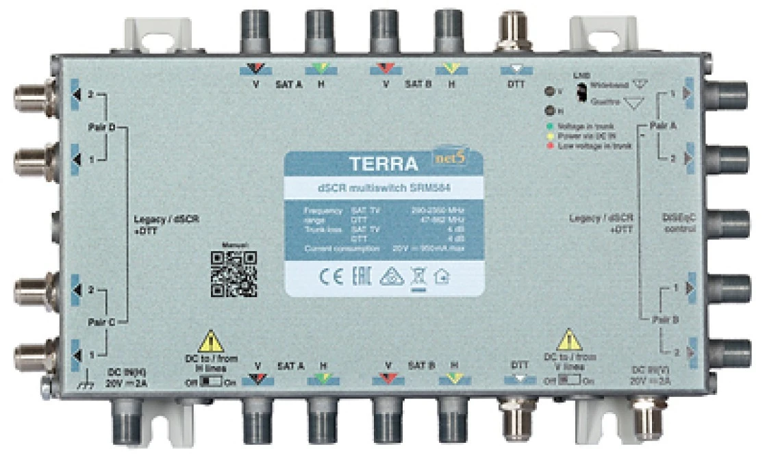 Multiswitch przelotowy SRM‑584 Terra z aktywnym torem FM/DAB/DVB‑T i wbudowanym AGC ‑ klasa A system Digital SCR/Unicable - obrazek 1