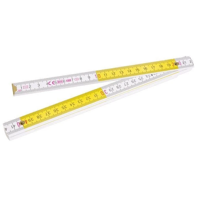 Miara składana drewniania 1m biało‑żółta STALCO PERFECT S‑65401 - obrazek 1