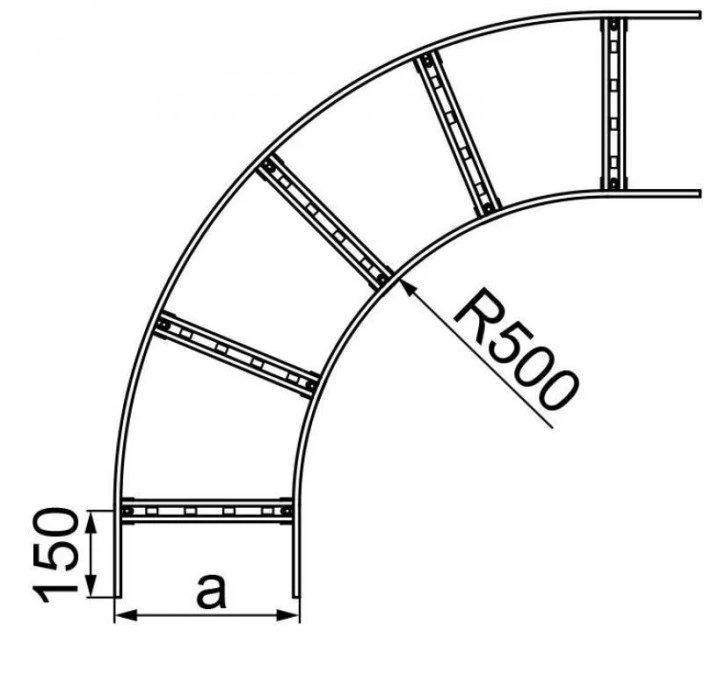 Łuk drabinki 90 stopni 200mm 100mm LDSC200H100 410922 - obrazek 2