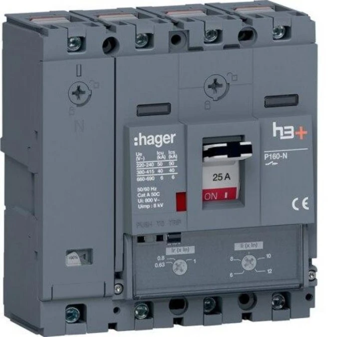 MCCB Wyłącznik mocy h3+ P160 4P 25A 40kA TM HNS026DC - obrazek 1