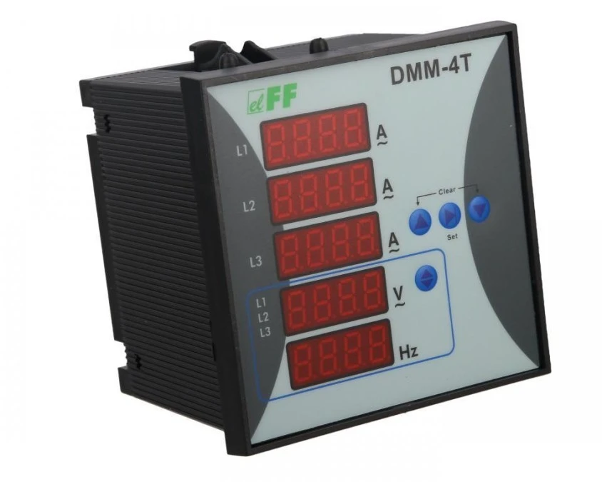 Miernik parametrów sieci 3‑fazowy 12‑400V AC 1‑9000/5A 10‑100Hz cyfrowy tablicowy 96x96mm DMM‑4T - obrazek 3