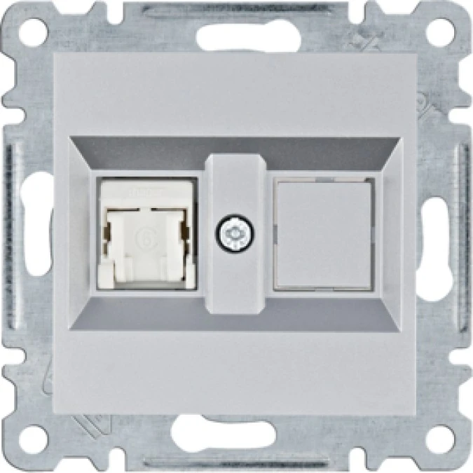 Lumina Gniazdo komputerowe pojedyczne RJ45 kat.6 UTP srebrne WL2152 - obrazek 1