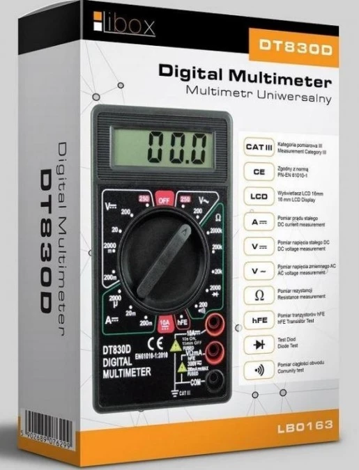 Miernik uniwersalny DT830D LIBOX LB0163 - obrazek 1
