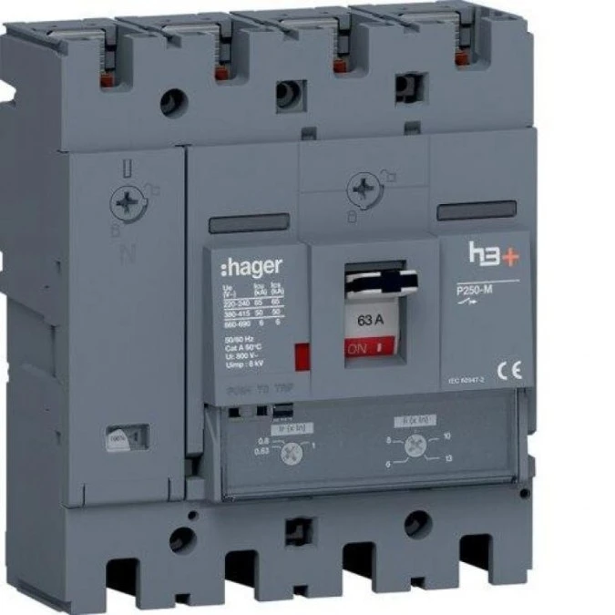 MCCB Wyłącznik mocy h3+ P250 4P 63A 50kA TM HMT064DR - obrazek 1