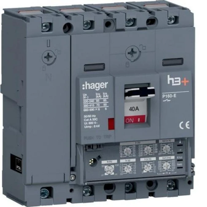 MCCB Wyłącznik mocy h3+ P160 4P 40A 70kA LSI HES041JC - obrazek 1