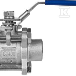 Zawór Kulowy typ 607, 3-elementowy 1 1/2”, stal nierdzewna 1.4408, końce do spawania, pełen przepływ, blokada dźwigni 607-112