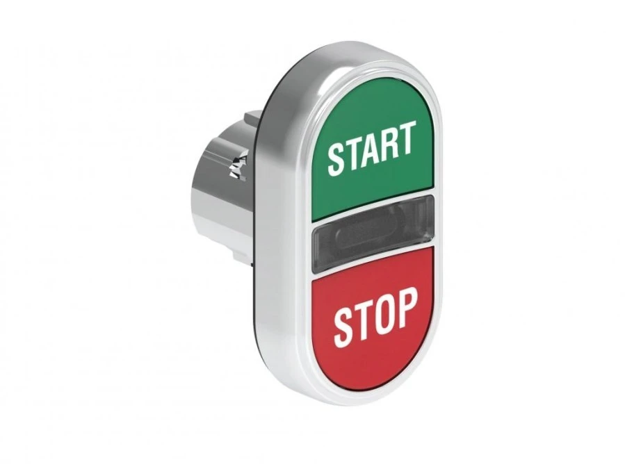 Metalowy przycisk fi22mm 2 klawiszowy samoczynny powrót 2 kryte, podświetlany Zielony‑Czerwony START‑STOP LPSBL7133 - obrazek 1