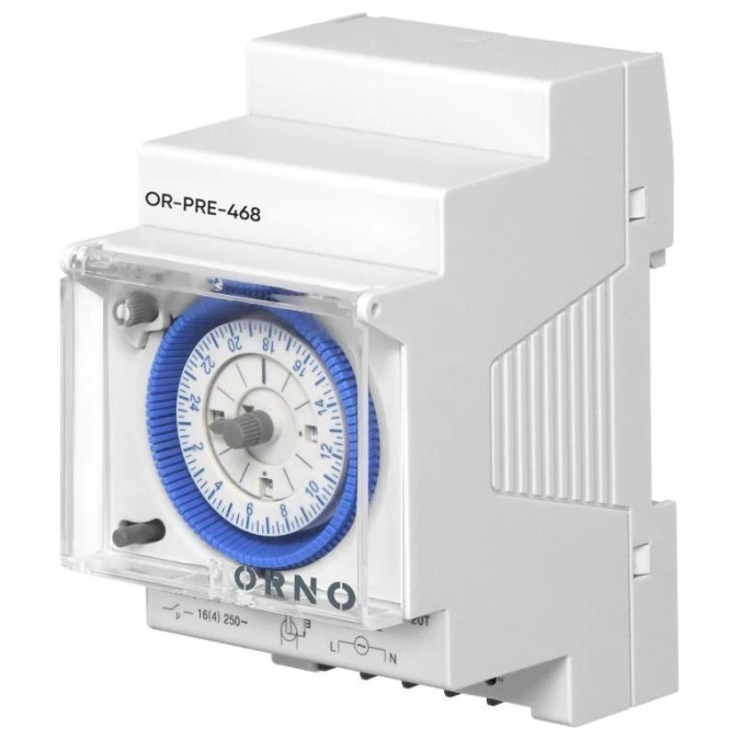 Mechaniczny programator czasowy 3 modułowy, 24 godziny, minimum 15 minut, 110‑230 VAC, rezerwa 200 godzin,OR‑PRE‑468 - obrazek 1