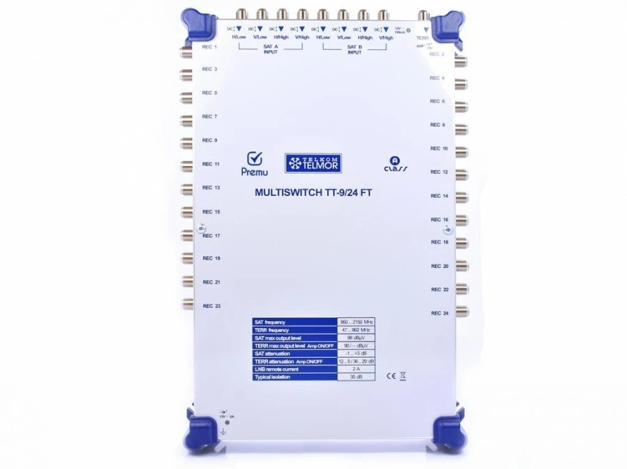 Multiswitch końcowy Telkom‑Telmor TT‑9/24FT V.2 PREMU z zasilaczem