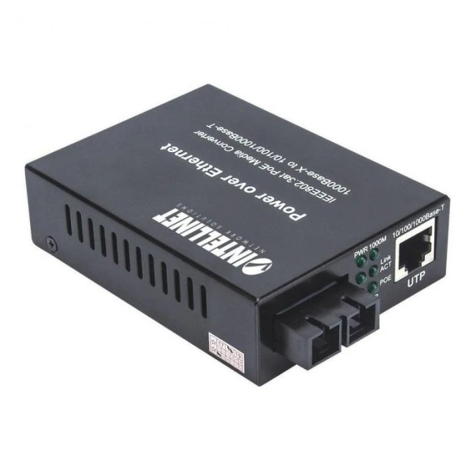 Media Konwerter GB PoE+ 1000Base‑T RJ45 na 1000Base‑LX SC SM