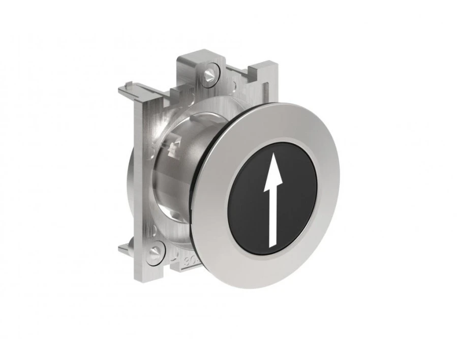 Metalowy przycisk płaski fi30mm kryty samoczynny powrót z symbolem STRZAŁKA W GÓRĘ Czarny LPFB1152 - obrazek 1