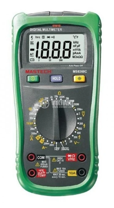 Miernik cyfrowy uniweraslny V AC, V DC, 0‑10A DC, 0‑10A AC, oporność, pojemność, częstotliwość, temperatura MS‑8360C - obrazek 1