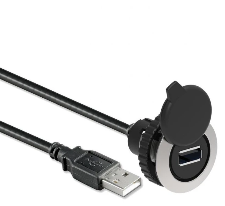 Metalowy interfejs komunikacji płaski fi30mm USB typ 3.0 wtyczki A/A z przewodem o długości 1m LPFD01L100 - obrazek 1