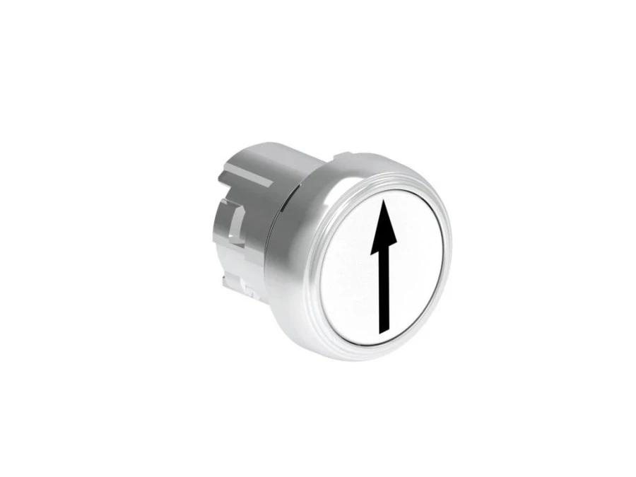Metalowy przycisk fi22mm kryty samoczynny powrót z symbolem STRZAŁKA W GÓRĘ Biały LPSB1158 - obrazek 1