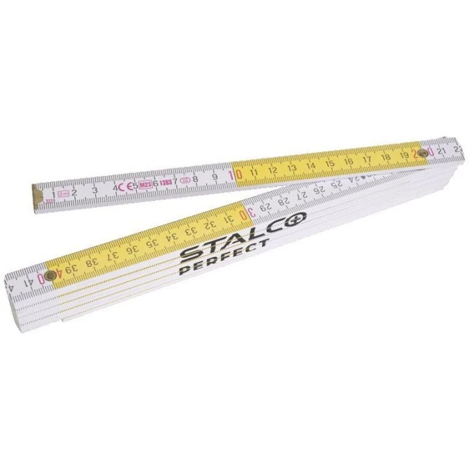 Miara składana drewniania 2m biało‑żółta STALCO PERFECT S‑65402 - obrazek 1