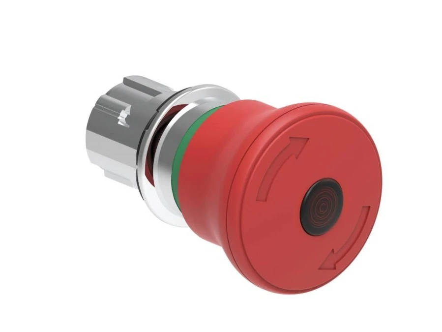 Metalowy przycisk grzybkowy podświetlany odblokowanie przez obrót fi40mm do zatrzymania awaryjnego wg ISO13850 Czerwony LPSBL664 - obrazek 1