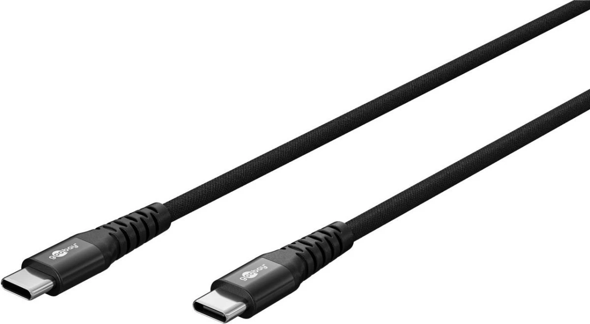 Miękki kabel USB‑C tekstylny z metalowymi złączami, czarny 73953 /1m/ - obrazek 2